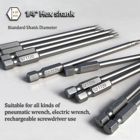 Tough As Nails T15 Security Torx Bits Set Packs Ten 4 Inch Long Magnetic Driver Tips Forged From Heavy Duty S2 Alloy Steel for panel repair