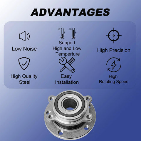 Advantages of Wheel Hub And Bearing Assembly Replacement For Audi And Volkswagen Models Including A3 Q3 TT Beetle Jetta Golf GTI Passat Tiguan CC Eos Golf R With DIY Friendly Install And Durable Squeak Free Hub For Smooth Quiet Rides shown with hub