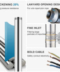 Stainless Steel Deep Well Submersible Pump 0.5HP 110V 18GPM 171ft Head construction details and features.