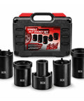 Five Piece Spindle Nut Socket Tool Kit One Half Inch Drive For Ford Dana 50 60 Chevy Dodge SUVs And Light Trucks shown with case