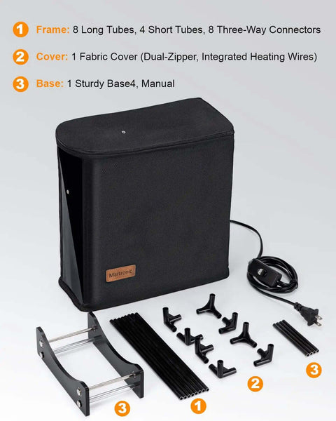 Active Print While Drying Filament Feeder And Dryer For 3D Printers, kit includes fabric cover, tubes, connectors, and base