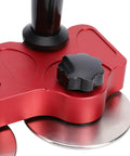 Close-up of adjustable knob on sheet metal bender with dual station for 24 gauge metal, removable pro grade with high stability