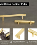 Solid Brass Cabinet Pulls 5 Pack Hexagon Drawer Handles With Five Inch Hole Center And Six Point Six Inch Total Length Brushed Finish