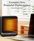 Compact 1200W PTC Ceramic Space Heater For Indoor Use Crazy Fast Heat Desk Warmer on office desk with laptop