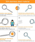 Beefy 20 Pack 2 Inch 304 Stainless Screw Eyes And Eyebolts Set for heavy duty hooks, highlighting anti-corrosion properties.