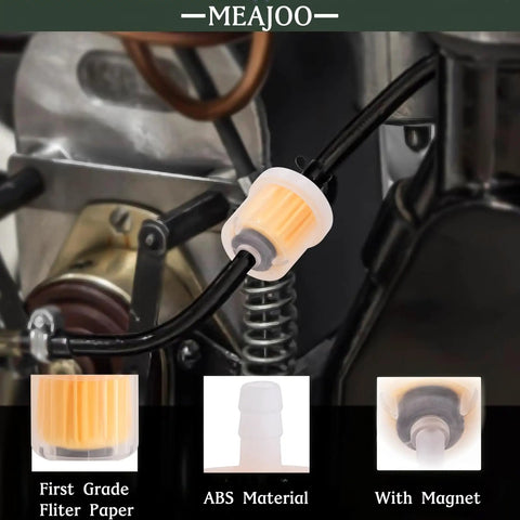 Set Of 6 One Quarter Inch Gas Inline Fuel Filters With Magnets, Universal Fit, attached to engine showcasing ABS material