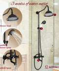 Oil Rubbed Bronze Shower Faucet Fixture With 8 Inch Rain Shower Head Dual Knob Control Triple Function Tub Spout 12 Inch Extension