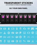 8 Gang 12V 24V DC Toggle Switch Panel With Prewired 5 Pin On Off Waterproof IP65 with icons and transparent stickers pack