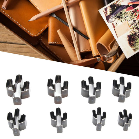 Eight Piece Cactus Shaped Leather Cutter Die Set For DIY Leather Craft Punch Die Tool Kit with durable high carbon steel punches.