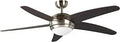 52 Inch Ceiling Fan With Integrated Dimmable LED Light Kit And Remote, Five Blades, Satin Chrome Finish, Quiet Motor