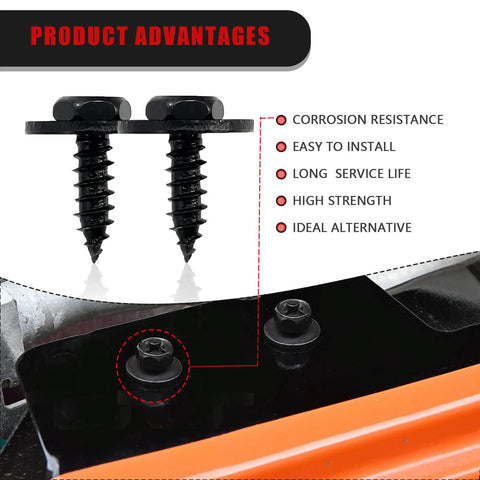 Heavy Duty Hex Head Self Tapping Screws For Auto Bumper Hood Trim 20 Pack showing corrosion-resistant fasteners.