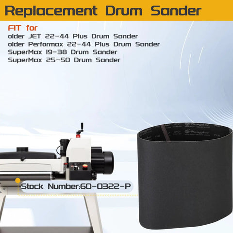 Replacement Drum Sander Conveyor Belt 120 Grit For 22-3/8 Inch By 47-1/2 Inch Older Jet And Performax 22-44 Plus And SuperMax 19-38 25-50