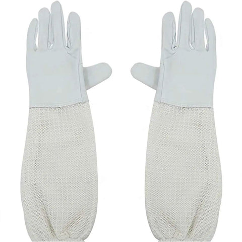 Goatskin Beekeeping Gloves With 3-Layer Ventilated Mesh Sleeve And Elastic Cuffs For Beekeeping Gardening Yard Work Breathable