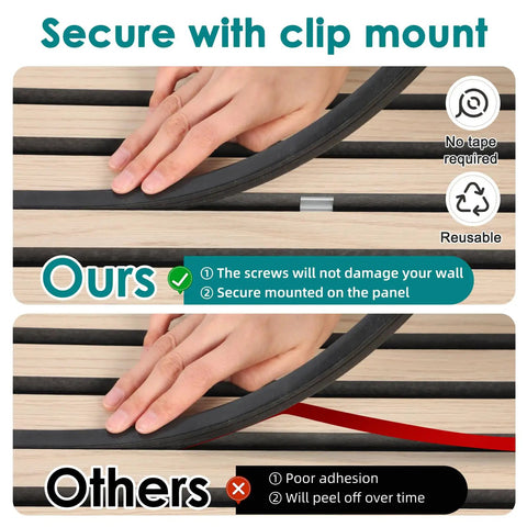 8 Pcs LED Recessed Light Kit Touch Control Dimmable 3000K Warm COB Strip Lighting shown with clip mount securing panel.