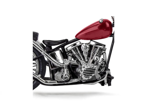 Close-up of engine detail on California street chopper, part of 1929 Ford Model A Hot Rod Pickup With California Street Chopper 1:25 Scale Kit.