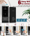 G1 Video Smart Lock With Camera And Doorbell, 6 In 1 Keyless Entry System With Fingerprint, App Remote, IC Card, Passcode, And Voice