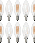 10-Pack Clear B11 LED Filament Bulb 5W E12 Candelabra Base 2700K Warm White 500 Lumens Perfect For Cozy Home Decor And Decorative Lighting