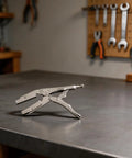 Get These Bad Boy Locking Pliers. Ten Inch Carbon Steel Heavy Duty Vise Grips on a workbench, ready for DIY tasks.