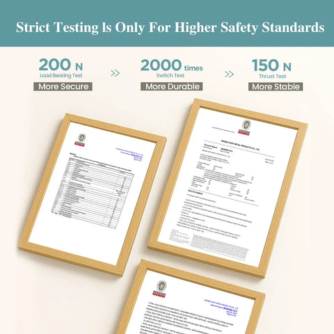 Adjustable Baby Gate For Pets 29 To 39.6 Inches Wide, 30 Inch Tall, safety standard certificates displayed in frames
