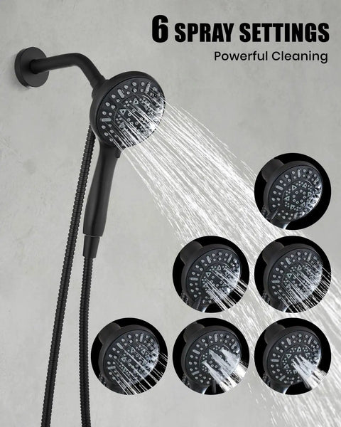 Slick Matte Black Shower Faucet Set Featuring A Six Mode Handheld Sprayer And Easy Clip Magnetic Docking Valve Trim For No Fuss Bathroom Refresh That Hits Different