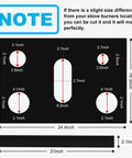 Diagram showing dimensions of Stove Top Protector For Gas Ranges, 0.4mm Thick Reusable Burner Covers, fits Samsung NX58 FX510 models