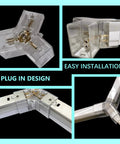 Geometric Hexagon LED Shop Light For Garage And Workshop Ultra Bright High Output Lighting For Car Detailing And Home Gym 14 Hex Grid Panels In Green Wide Coverage AC 100 To 240V Energy Efficient Easy Install Durable Construction showcasing plug-in connectors and installation