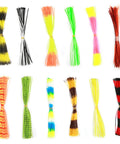 Top Shelf Flexible Silicone Lure Skirts Six Hundred Strand Bulk Pack For Jig Tying And Spinnerbait Assembly Built For Weekend Warriors Craving Slick Bait Action All Day Long colorful silicone strands in various colors arranged in packs