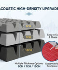 Heavy Duty Soundproof Wedge Foam Wall Panels For Home Studio Acoustic Treatments Peel And Stick Noise Reduction Insulation Roll showing 5cm, 7cm, and 10cm thicknesses.