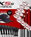 Right Handed K5s Hybrid Set For Seniors In Standard Length With Midsize Grips, Includes 3-PW Irons And Hybrids, Graphite Shafts, Senior Flex