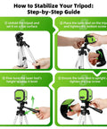 Laser Level With 25.6 Inch Tripod and Rechargeable Battery, Self Leveling 100 Ft Green Cross Line Tool for Picture Hanging, Tile, and Home Renovation, Perfect Fathers Day Gift for Dad and DIY Pro; tripod setup guide