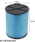 VF5000 3 Layer High Efficiency Fine Dust Replacement Filter for Wet Dry Vacuums 6 to 20 Gallon dimensions view