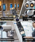 Dope 16MP USB Camera With Autofocus And Built In Microphone 100 Degree Wide Angle No Distortion Lens 4K Ultra HD Streaming shown with security equipment and robot