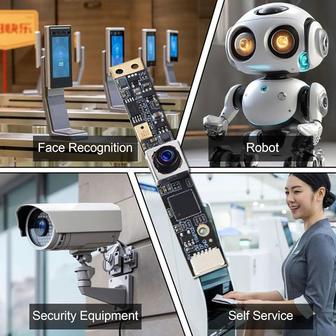 Dope 16MP USB Camera With Autofocus And Built In Microphone 100 Degree Wide Angle No Distortion Lens 4K Ultra HD Streaming shown with security equipment and robot