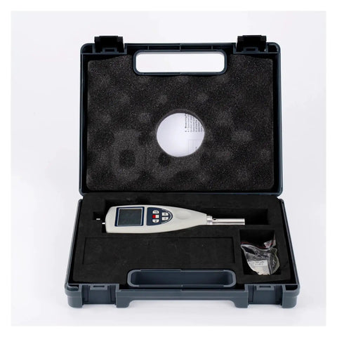 Straight Up Digital Shore Hardness Tester For Rubber And Plastic Using A D E Scale Types in foam case with accessories and manual.