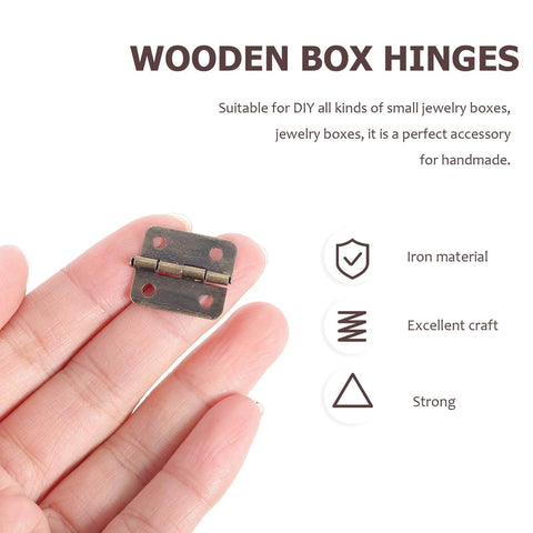 Antique Copper Finish Miniature Iron Hinges Set With 200 Screws 50 Pcs Small Rounded Corner Jewelry Box Hinges
