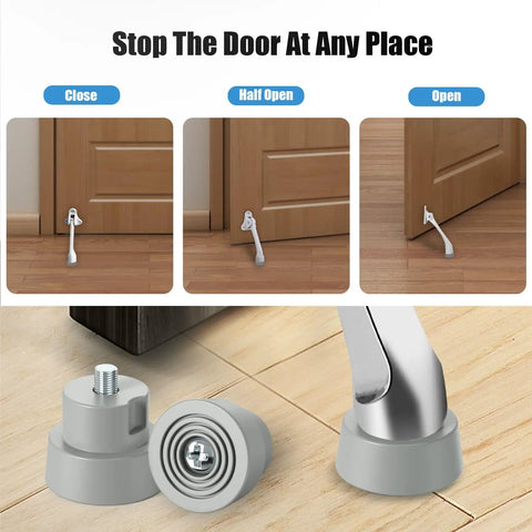 6 Pack Heavy Duty Door Stopper Replacement Rubber Tips for Kickdown Door Stops shown installed on wood floor