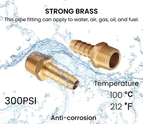 No Nonsense Brass Hose Barb Adapter Three Eighths Inch NPT To Three Eighths Inch Barb for various fluids with anti-corrosion Brass material