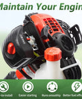 Close-up of trimmer and weed eater with Tune Up Kit With Air Filter And Fuel Filter And Spark Plug For Echo SRM 225 Series