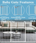 Super Tall Extra Wide Pressure Mounted Baby Gate With Triple Lock System Walk Through Swing Door That Auto Closes For Safety features