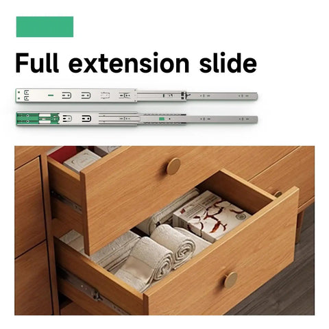Soft Close Drawer Slides 22 Inch Full Extension Heavy Duty Ball Bearing Side Mount Cabinet Glides 2 Pairs installed in wooden drawers