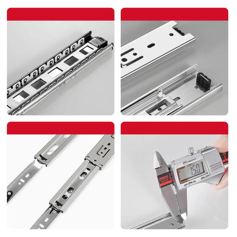 Soft Close Drawer Slides 12 Inch Beefy Heavy Duty 100 Pound Ball Bearing Full Extension Side Mount Cabinet Slides For Kitchen Bathroom And Office 5 Pairs Easy Install Easy Release Clips Quiet Operation, 12-inch steel slides