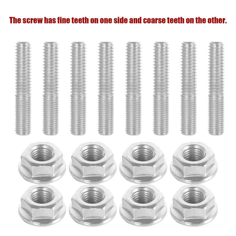Stainless Steel Exhaust Stud Kit With Flange Nuts For 1984 2018 Big Twin Sportster XL Motorcycles shown in 8-piece set