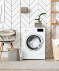 Laundry room with Peel And Stick Black And White Stripe Wallpaper For Quick Room Makeover Self Adhesive Removable Contact Paper
