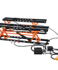 Heavy Duty Portable Car Lift For Home Garage Shop With Hella Tough Carbon Steel Construction And Dual Safety Locks Easily Raises Sedans And Light Trucks Up To Five Thousand Pounds Smoothly, showing scissor lift design.