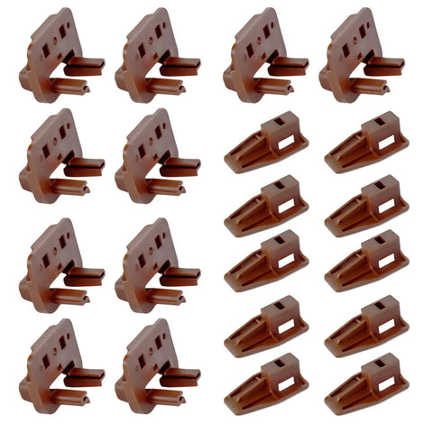 Heavy Duty Drawer Slide Repair Kit 10 Piece Set Reinforced Hard Plastic brown sliders for cabinet and dresser glides.