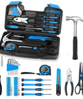 39 Piece All In One Home Tool Set In Blue Toolbox Case For Quick Home Repairs, Furniture Assembly, Picture Hanging, Screw Driving And More With Claw Hammer And Screwdrivers Great For Home Garage Office Or Dorm