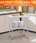 Stainless Steel Work Table 24x30 with Adjustable Undershelf and Backsplash Commercial Grade 430 Stainless Steel Scratch Resistant Easy to Clean