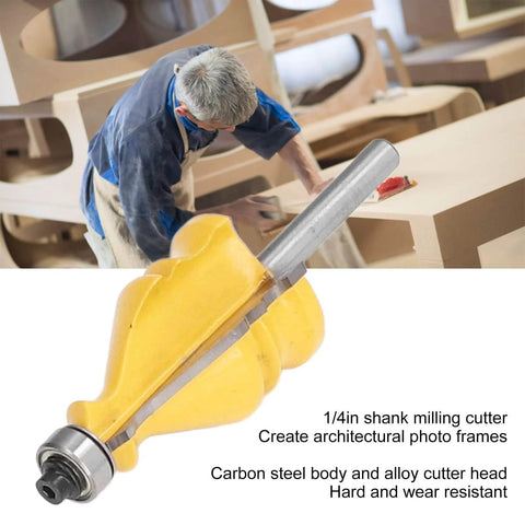 One Quarter Inch Shank Router Bit For Woodworking, Carbon Steel Alloy Cutter For Door Molding And Picture Frame Forming