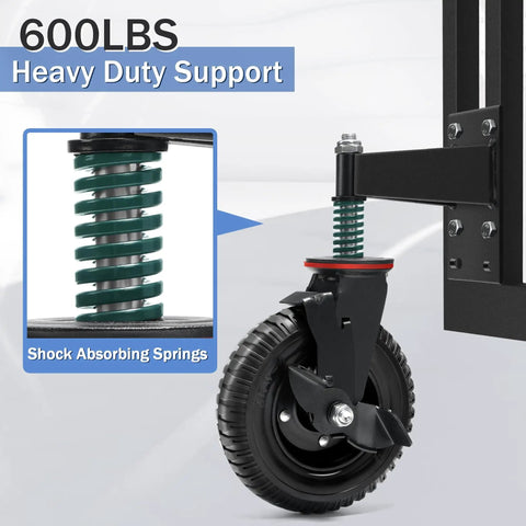 Close-up of 8 Inch Gate Wheel With Brake, Heavy Duty Gate Wheel Caster, 360 Degree Rotation, Spring Loaded, 600lb Capacity for gates