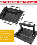 Recessed Door Pull Handles Set Of 2 In Black Zinc Alloy Folding Flush Lift Ring Design with measurements shown.